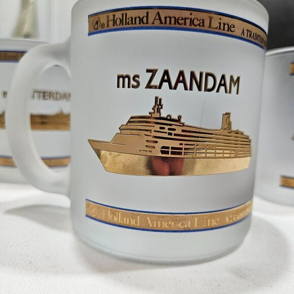 Holland America Line Frosted Glass Mugs - Statendam Zaandam Prinsendam Rotterdam - Picture 5 of 11